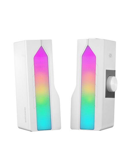 Mars Gaming ALTAVOZ BLUETOOTH MSDUO WHITE 2 EN 1 CONVERTIBLE EN SOBREMESA 2.0 O SOUNDBAR BT 5.0 ILUMINACION RGB
