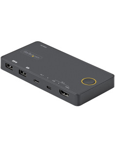 StarTech.com Switch Conmutador de 2 Puertos Híbrido USB-A HDMI y USB-C para 1 Monitor HDMI 2.0 4K de 60Hz para Ordenador de