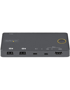 StarTech.com Switch Conmutador de 2 Puertos Híbrido USB-A HDMI y USB-C para 1 Monitor HDMI 2.0 4K de 60Hz para Ordenador de 2