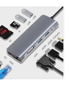 Zero-Max ZM-BYL-2120 base para portátil y replicador de puertos Alámbrico USB 2.0 Type-C Plata