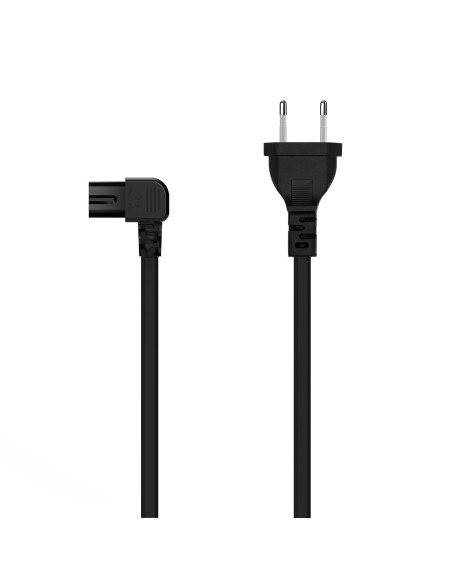 AISENS Cable Alimentación Acodado Forma 8, CEE7 16 M-C7 H, Negro, 3.0M