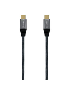 AISENS Cable USB 2.0 Aluminio 5A 100W E-Mark, USB-C M-USB-C M, Gris, 1.0M