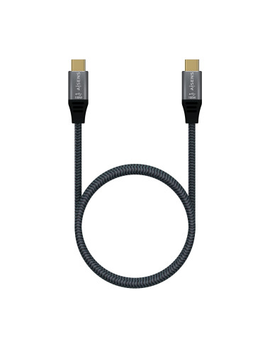 AISENS Cable USB 2.0 Aluminio 5A 100W E-Mark, USB-C M-USB-C M, Gris, 1.0M