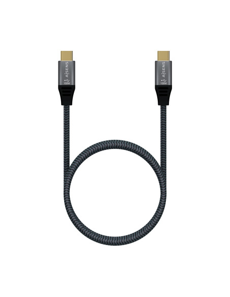 AISENS Cable USB 2.0 Aluminio 5A 100W E-Mark, USB-C M-USB-C M, Gris, 2.0M