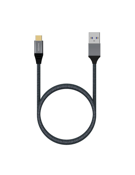 AISENS Cable USB 3.1 Gen2 Aluminio 10Gbps 3A, Tipo USB-C M-A M, Gris, 0.5M