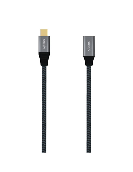 AISENS Cable USB 3.2 Gen2X2 Aluminio 20Gbps 5A 100W, Tipo USB-C M-USB-C H, Gris, 1.0M