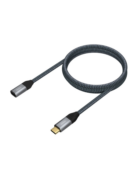 AISENS Cable USB 3.2 Gen2X2 Aluminio 20Gbps 5A 100W, Tipo USB-C M-USB-C H, Gris, 1.0M