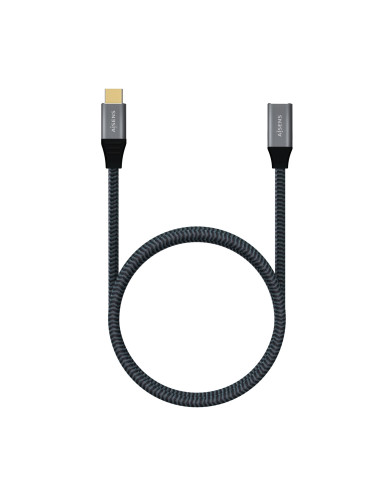 AISENS Cable USB 3.2 Gen2X2 Aluminio 20Gbps 5A 100W, Tipo USB-C M-USB-C H, Gris, 1.0M