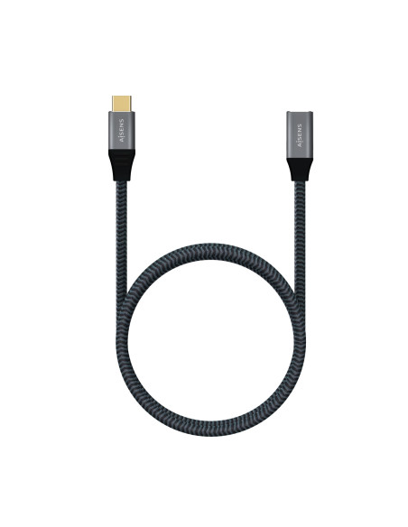 AISENS Cable USB 3.2 Gen2X2 Aluminio 20Gbps 5A 100W, Tipo USB-C M-USB-C H, Gris, 1.0M