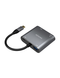 AISENS Conversor USB-C a VGA HDMI 4K USB3.0 USB-C PD, USB-C M-VGA H-HDMI H-USB-A H-USB-C H, Gris, 15CM 2