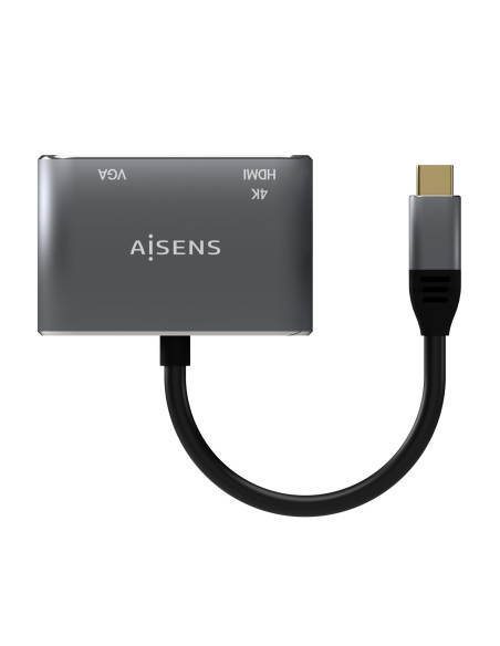 AISENS Conversor USB-C a VGA HDMI 4K, USB-C M-VGA H-HDMI H, Gris, 15CM