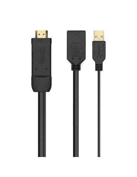 AISENS Conversor Activo HDMI 2.0 + USB Alim. a DISPLAYPORT V1.2, HDMI M-USB M-DP H, Negro, 10CM