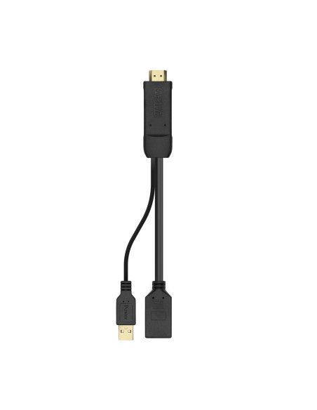 AISENS Conversor Activo HDMI 2.0 + USB Alim. a DISPLAYPORT V1.2, HDMI M-USB M-DP H, Negro, 10CM