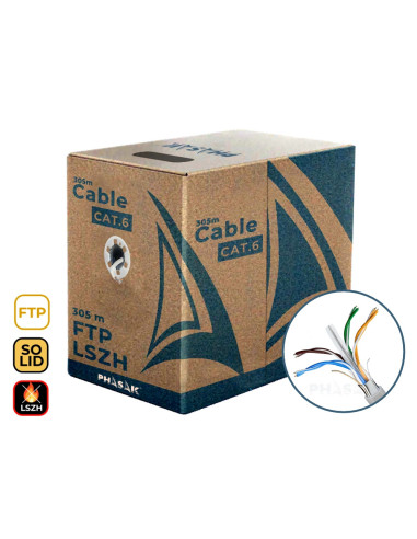 Phasak Bobina de Cable de Red Cat.6 FTP LSZH Sólido AWG23 CCA 305M - PHR 6312