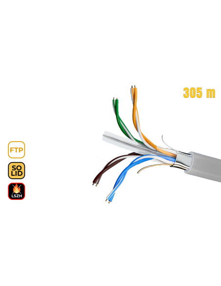 Phasak Bobina de Cable de Red Cat.6 FTP LSZH Sólido AWG23 CCA 305M - PHR 6312