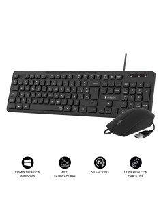 SUBBLIM Teclado Ergonómico y ratón Combo Business Slim Silencioso con cable USB 2