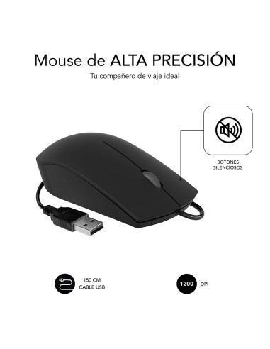 SUBBLIM Ratón Business Silencioso con cable USB 1200 DPI