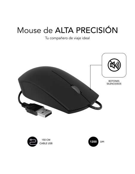 SUBBLIM Ratón Business Silencioso con cable USB 1200 DPI