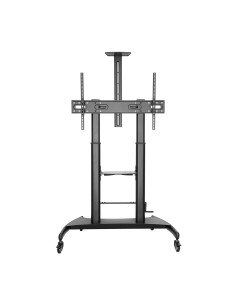 AISENS Soporte de Suelo ECO con Ruedas y Manivela, Bandeja para DVD y Soporte de Cámara para Monitor TV 100Kg de 60-100, Negro