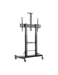 AISENS Soporte de Suelo ECO con Ruedas y Manivela, Bandeja para DVD y Soporte de Cámara para Monitor TV 100Kg de 60-100, Negro 2