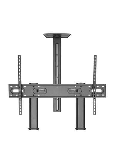 AISENS Soporte de Suelo ECO con Ruedas y Manivela, Bandeja para DVD y Soporte de Cámara para Monitor TV 100Kg de 60-100, Negro