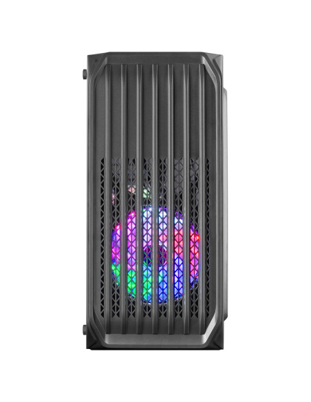 Mars Gaming MC-S2, Caja PC Compacta Gaming Micro-ATX, 2 Ventiladores FRGB Raibow con Rejilla Frontal, Ventana Lateral Completa,