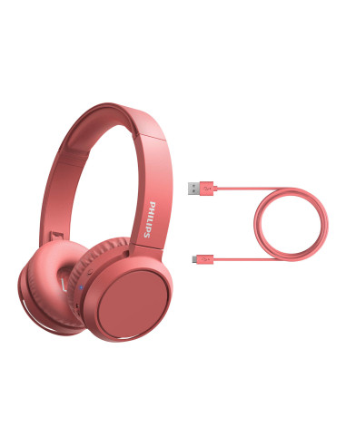 Philips 4000 series TAH4205RD 00 auricular y casco Auriculares Inalámbrico Diadema Llamadas Música USB Tipo C Bluetooth Rojo