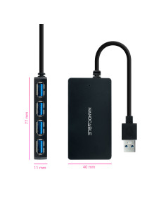 Nanocable Hub USB 3.0 con 4 Puertos de USB 3.0, USB-A M-USB 3.0 H, Negro, 15 cm 2