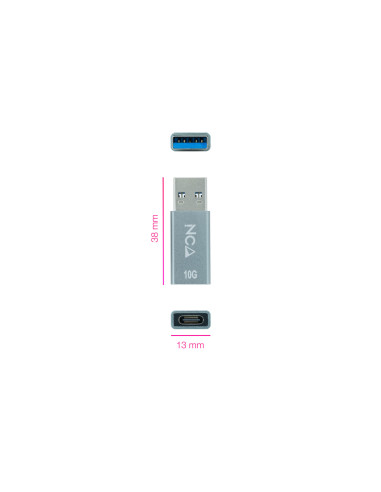 Nanocable Adaptador USB-A 3.1 GEN2 a USB-C, USB-A M-USB-C H, Gris
