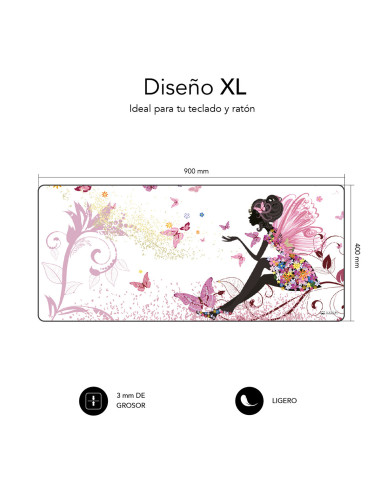 SUBBLIM Alfombrilla Ratón Hada XL Mouse Pad 900x400x3