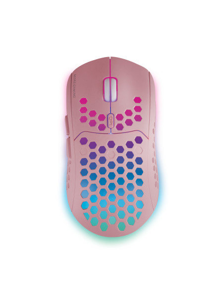 Mars Gaming MMW3P, Ratón Gaming Inalámbrico, RGB Flow, Ultraligero 79g, 3200DPI, Rosa