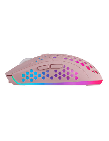 Mars Gaming MMW3P, Ratón Gaming Inalámbrico, RGB Flow, Ultraligero 79g, 3200DPI, Rosa