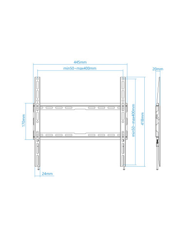 TooQ LP1070F-B soporte para TV 177,8 cm (70") Negro