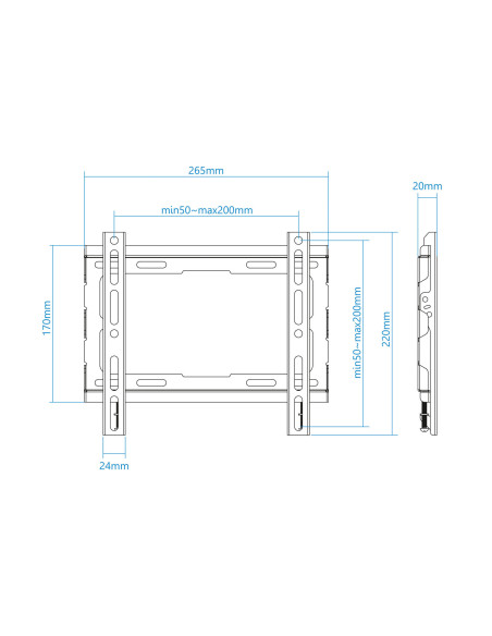 TooQ LP1043F-B soporte para TV 109,2 cm (43") Negro