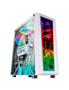 Mars Gaming MC-ART Blanco, Caja PC Gaming ATX, Doble Cristal Templado Dibujable, ARGB 12 Modos, Ventilador 12 cm 2