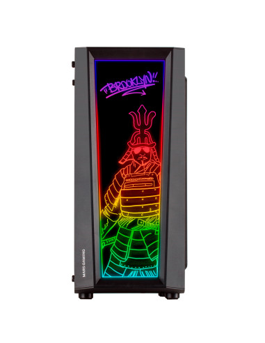 Mars Gaming MC-ART Negro, Caja PC Gaming ATX, Doble Cristal Templado Dibujable, ARGB 12 Modos, Ventilador 12cm