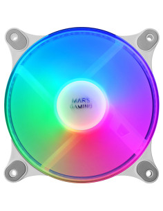 Mars Gaming MFDUO, Kit 2 Ventiladores FRGB Rainbow 360°, Ultra-silencioso, Doble Conexión 3PIN + 4PIN, Blanco 2