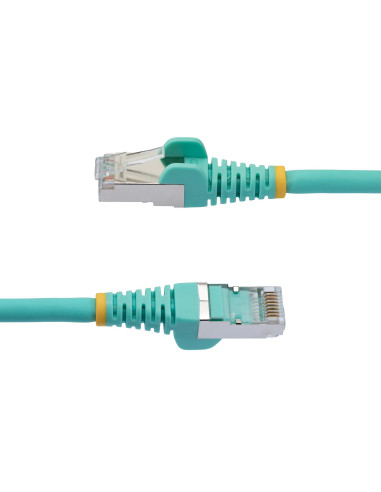 StarTech.com Cable de 2m de Red Ethernet CAT6a - Aguamarina - Low Smoke Zero Halogen (LSZH) - 10GbE - 500MHz - PoE++ de 100W -