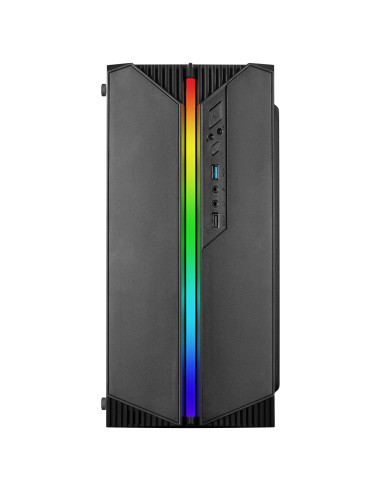 Mars Gaming MC-S1 Negro, Caja PC Compacta Gaming Micro-ATX, Iluminación ARGB 12 Modos, Ventilador FRGB, Ventana Lateral Completa