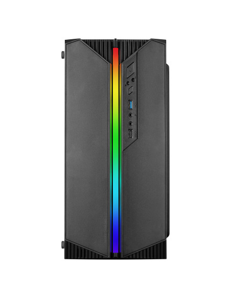 Mars Gaming MC-S1 Negro, Caja PC Compacta Gaming Micro-ATX, Iluminación ARGB 12 Modos, Ventilador FRGB, Ventana Lateral Completa