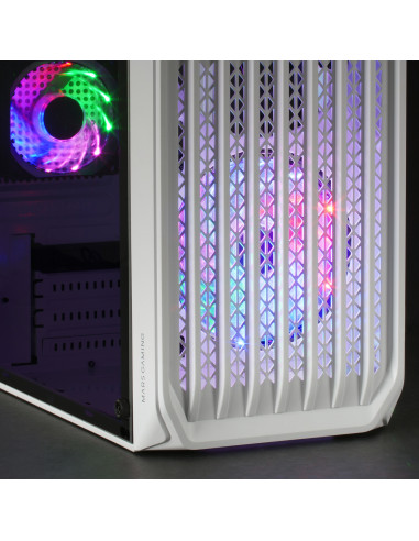Mars Gaming MC-S2, Caja PC Compacta Gaming Micro-ATX, 2 Ventiladores FRGB Raibow con Rejilla Frontal, Ventana Lateral Completa,
