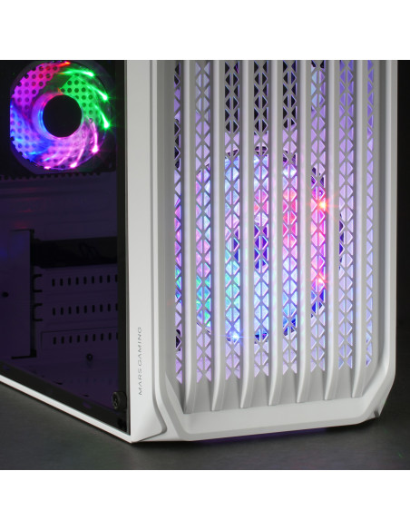 Mars Gaming MC-S2, Caja PC Compacta Gaming Micro-ATX, 2 Ventiladores FRGB Raibow con Rejilla Frontal, Ventana Lateral Completa,