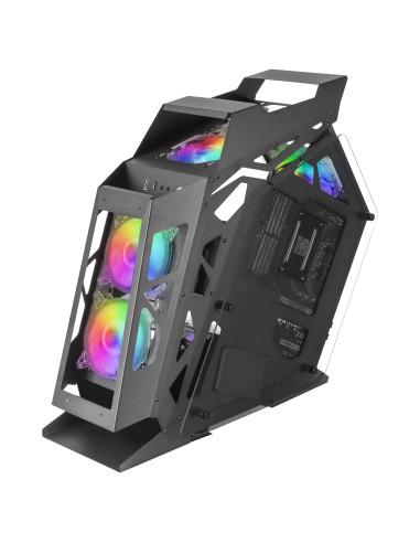 Mars Gaming MC61, Caja PC Gaming Compacta Micro-ATX, 4 Ventiladores 12cm, ARGB Chroma, Doble Ventana Cristal Templado, Negro