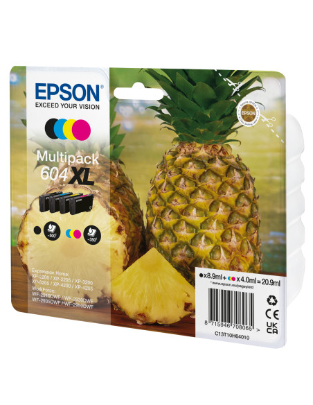 Epson 604XL cartucho de tinta 4 pieza(s) Original Alto rendimiento (XL) Negro, Cian, Magenta, Amarillo