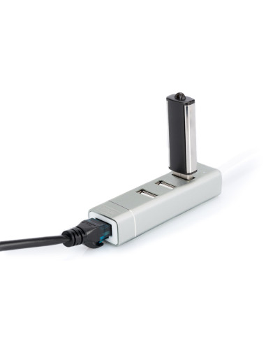 Digitus Concentrador USB 2.0 de 3 puertos y adaptador LAN Fast Ethernet con conexión Type-C™
