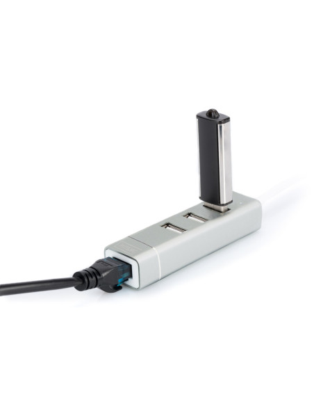Digitus Concentrador USB 2.0 de 3 puertos y adaptador LAN Fast Ethernet con conexión Type-C™
