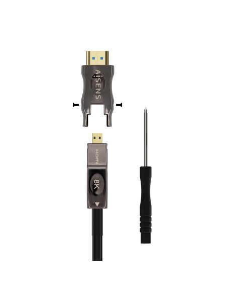 AISENS Cable Hdmi V2.1 AOC Desmontable Ultra Alta Velocidad   Hec 8K@60Hz 4K@120Hz 4 4 4 48Gbps, A M-D A M, Negro, 30M