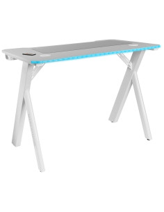 Mars Gaming MGD100RGB, Mesa Gaming Ergonómica RGB, Alfombrilla XXL, Soporte Auriculares y Bebida, Escritorio PC, 100x60cm,