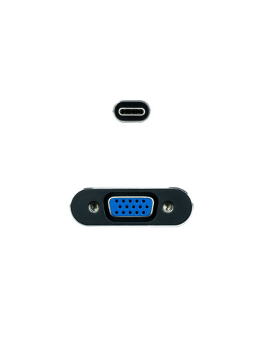 Nanocable Conversor USB-C a VGA, USB-C M-VGA H, Aluminio, Gris, 10 cm