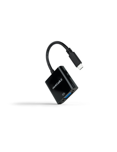 Nanocable Conversor USB-C a VGA, USB-C M-VGA H, Negro, 10 cm